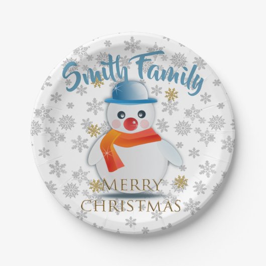 かわいい雪だるま ペーパープレート (正面)