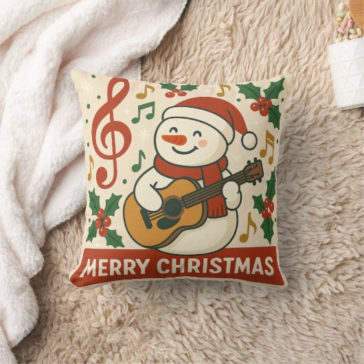 かわいい雪だるま メリークリスマス クッション (ブランケット)
