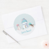 かわいい雪だるま ラウンドシール (封筒)
