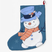 かわいい雪だるま ラージクリスマスストッキング (裏面)