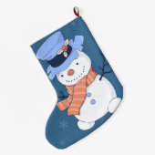 かわいい雪だるま ラージクリスマスストッキング (裏面 (吊り時))