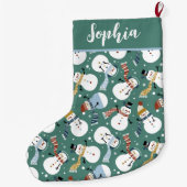 かわいい雪だるま ラージクリスマスストッキング (裏面)
