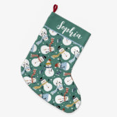 かわいい雪だるま ラージクリスマスストッキング (正面 (吊り時))
