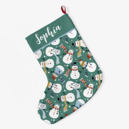 かわいい雪だるま ラージクリスマスストッキング