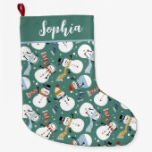 かわいい雪だるま ラージクリスマスストッキング (正面)