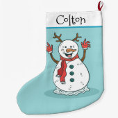 かわいい雪だるま ラージクリスマスストッキング (裏面)
