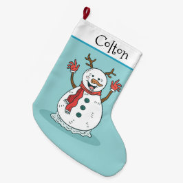 かわいい雪だるま ラージクリスマスストッキング