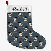 かわいい雪だるま ラージクリスマスストッキング (正面)