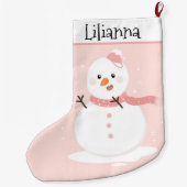 かわいい雪だるま ラージクリスマスストッキング (裏面)