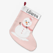 かわいい雪だるま ラージクリスマスストッキング (正面 (吊り時))