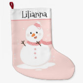 かわいい雪だるま ラージクリスマスストッキング (正面)