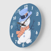 かわいい雪だるま ラージ壁時計 (傾斜)
