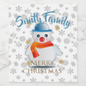 かわいい雪だるま ワインラベル (シングルラベル)