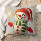 かわいい雪だるま 冬の休日 クリスマス クッション (ブランケット)