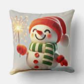 かわいい雪だるま 冬の休日 クリスマス クッション (裏面)