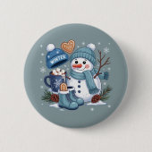 かわいい雪だるま 冬の雰囲気 クリスマス ホリデー 缶バッジ (正面)
