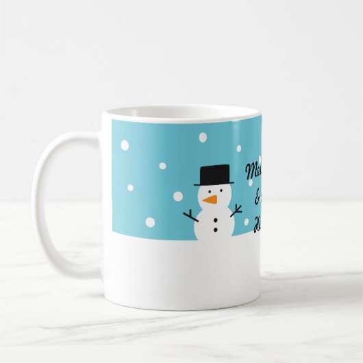 かわいい雪だるま 冬 雪 クリスマス コーヒーマグカップ (左)