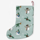 かわいい雪だるま。名前でカスタマイズ可能。 スモールクリスマスストッキング (裏面)