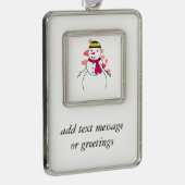 かわいい雪だるま（女の子） - Little 気のあるそぶりをした Sweetheart シルバープレートフレームオーナメント (右)