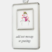 かわいい雪だるま（女の子） - Little 気のあるそぶりをした Sweetheart シルバープレートフレームオーナメント (左)