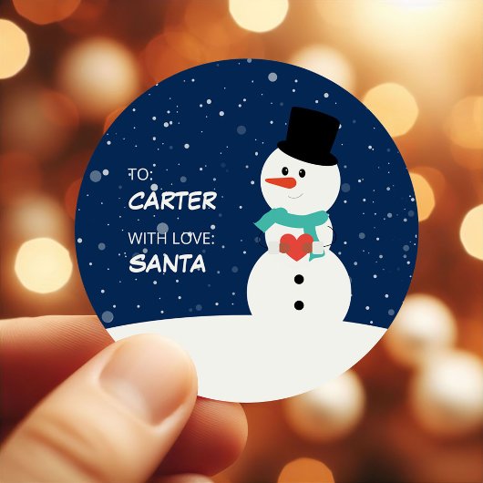 かわいい雪だるま 子供のクリスマスプレゼント ラウンドシール