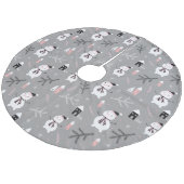 かわいい雪だるま、家々、冬の枝 フリース ツリースカート (アングル)