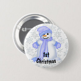 かわいい雪だるま 赤ちゃんの初めてのクリスマス 缶バッジ