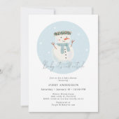 かわいい雪だるま 赤ちゃん 外は寒いよ ベビーシャワー 招待状 (正面)