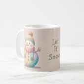 かわいい雪だるま 雪を降らせて コーヒーマグカップ (正面左)