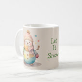 かわいい雪だるま 雪を降らせて コーヒーマグカップ (正面左)