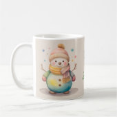かわいい雪だるま 雪を降らせて コーヒーマグカップ (左)