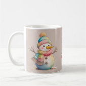 かわいい雪だるま 雪を降らせて コーヒーマグカップ (左)