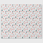 かわいい雪だるまIクリスマスツリーホワイト ラッピングペーパー (フラット)