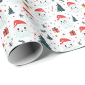 かわいい雪だるまIクリスマスツリーホワイト ラッピングペーパー (ロールコーナー)