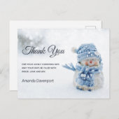 かわいい雪だるまin冬の写真クリスマスサンキュー ポストカード (正面/裏面)