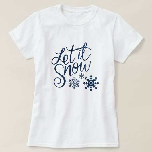 かわいい雪のクリスマスと青い雪 Tシャツ (デザイン正面)