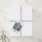 かわいい雪のクリスマスバードブルー ギフトタグ (より糸付き)