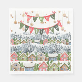 かわいい雪のクリスマスビレッジ スタンダードランチョンナプキン
