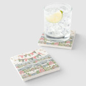 かわいい雪のクリスマスビレッジ ストーンコースター (横)