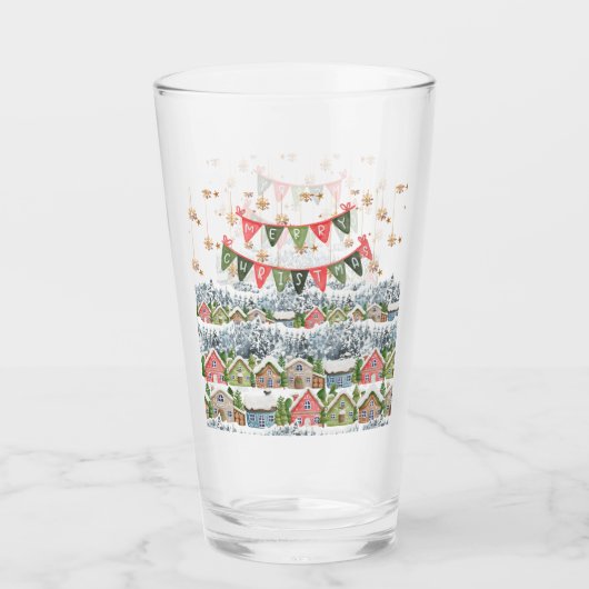 かわいい雪のクリスマスビレッジ タンブラーグラス (正面)