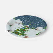 かわいい雪のクリスマスビレッジ ペーパープレート (アングル)