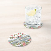 かわいい雪のクリスマスビレッジ ラウンドペーパーコースター (インサイチュ)