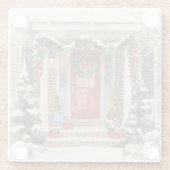 かわいい雪のクリスマスポーチ  ガラスコースター (裏面)