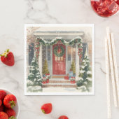 かわいい雪のクリスマスポーチ  スタンダードランチョンナプキン (インサイチュ)
