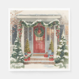 かわいい雪のクリスマスポーチ スタンダードランチョンナプキン