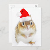 かわいい雪のサンタチップムンク シーズンポストカード (正面/裏面)