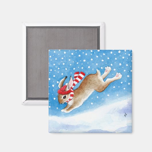 かわいい雪のバニーのウサギの漫画のマグネット マグネット (正面/裏面)