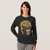 かわいい雪のマカク猿コートを着たミーム Tシャツ (正面フル)