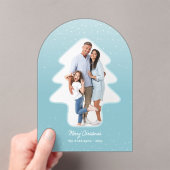 かわいい雪の冬のクリスマスツリーの形の写真 アクリル招待状 (インサイチュ (ポータブル))