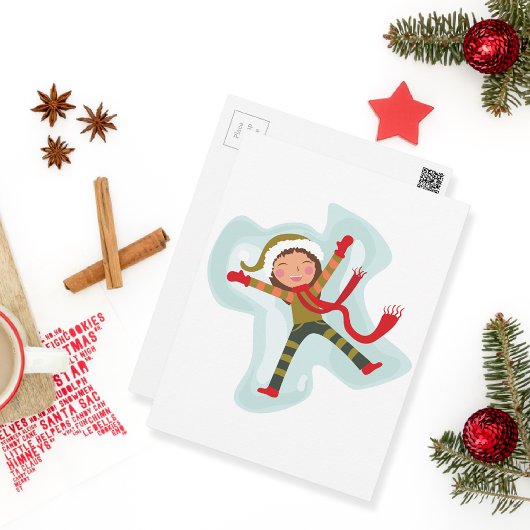 かわいい雪の天使の少女 ポストカード